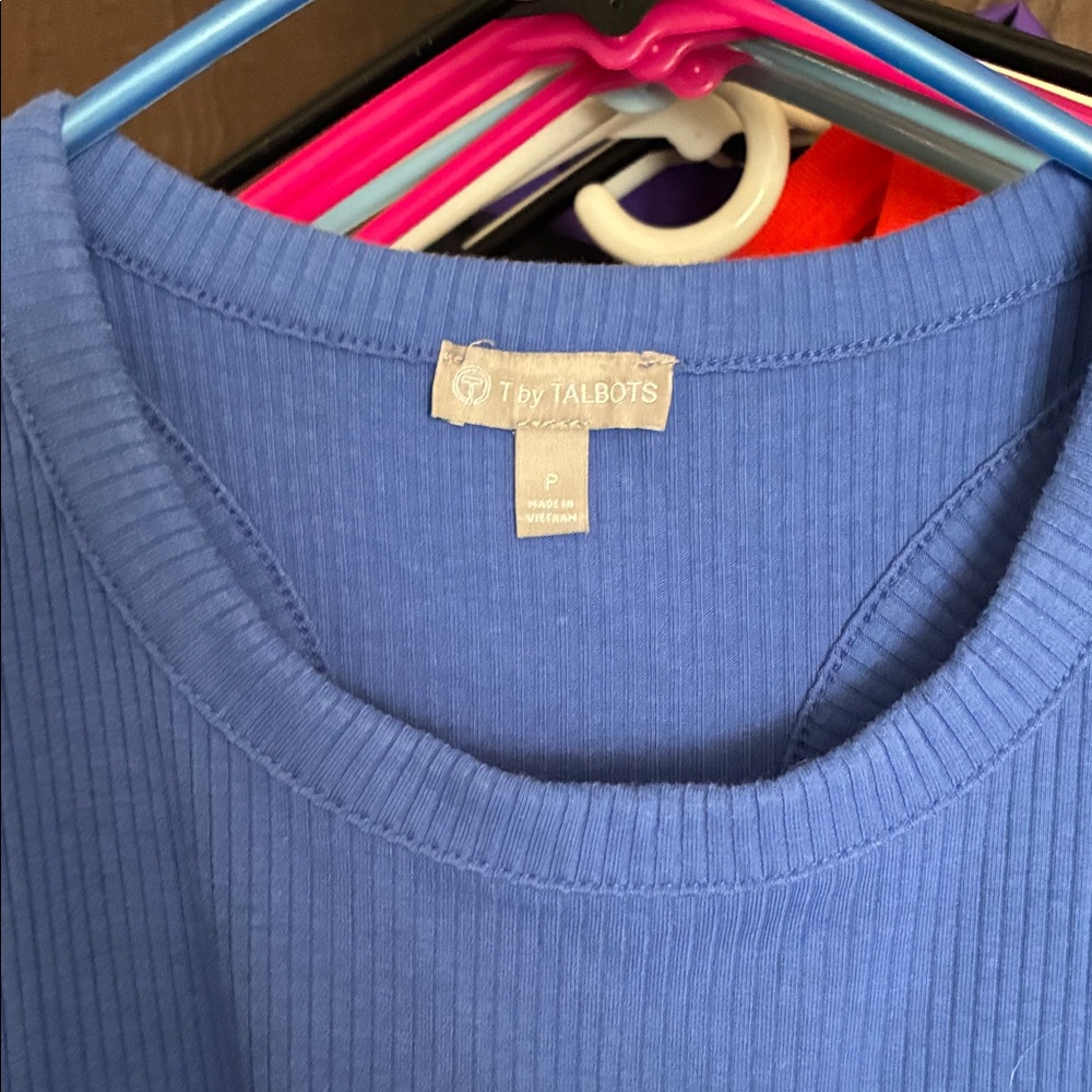 Talbots Blue Ribbed Knit Top